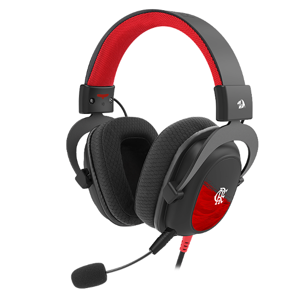 Headset Gamer Redragon Flamengo Vulture FL530 Preto e Vermelho 53mm Oficial Licenciado