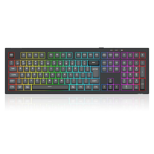 Teclado Gamer Redragon Crux Pro RGB Preto e Cinza Full Size K518RGB-PRO-GB