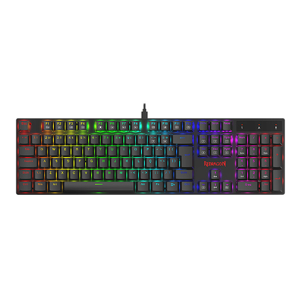 Teclado Mecânico Gamer Redragon Apas RGB Preto Full Size Switch Low Profile Marrom K535-KB