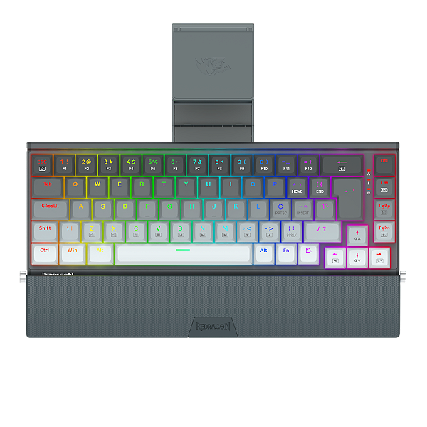 TECLADO MECÂNICO GAMER SHACO PRO PRETO E CINZA RGB COM SWITCH MARROM