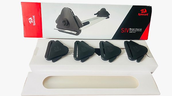 MOSTRUÁRIO - Moldura Redragon Siv GMK-913 – Remoção de Borda para Setups com 2 ou 3 Monitores de 24”/27” – Instalação Rápida, Sem Energia