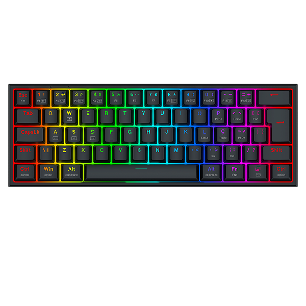 Teclado Mecânico Gamer Redragon Alcor RGB 60% QMK / VIA – K717B-RGB-PROO Redragon Alcor K717B-RGB-PRO