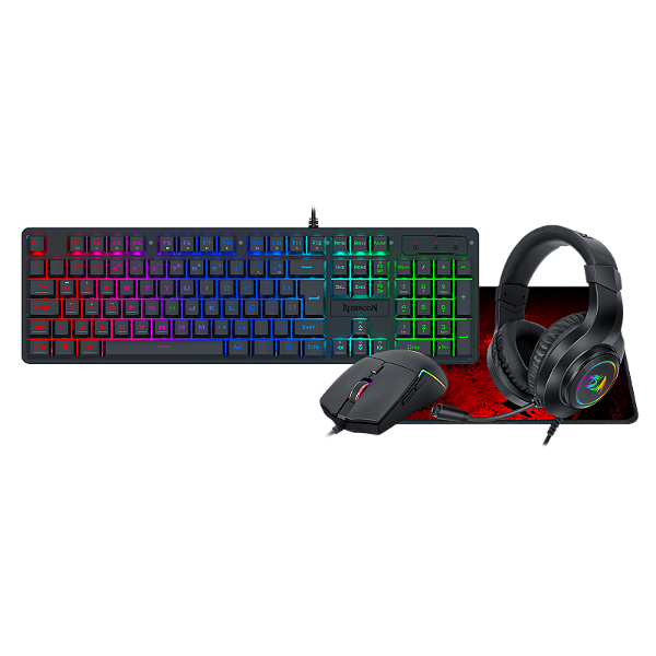 Kit Gamer Redragon S166 RGB 4x1 Ultimate Setup – Teclado ABNT2 + Mouse + Headset 50mm + Mousepad