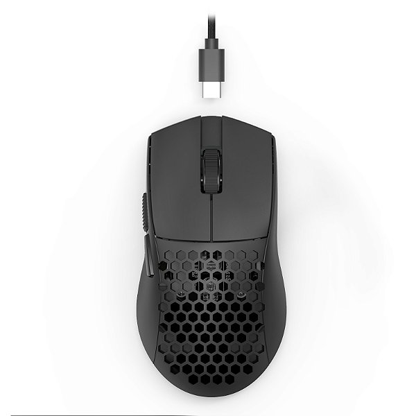 Mouse Gamer Redragon Bludhound Lite Preto Ultraleve 41g PAW3313 10000 DPI Honeycomb Cabo USB-C Paracord M617-LIT