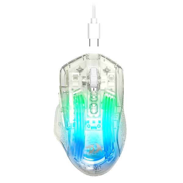 Mouse Gamer Redragon Chazzis Crystal RGB 24000 DPI Sensor Sigma SG8960 Ergonômico 8 Botões USB-C M695CT