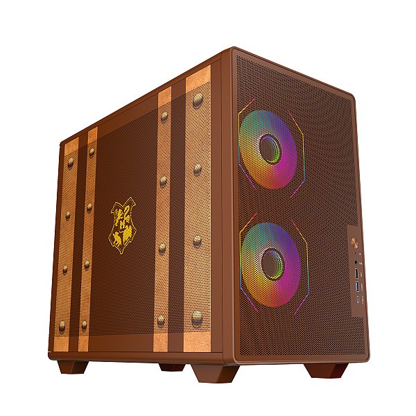 Gabinete Gamer Redragon Magic Trunk Harry Potter Edição Oficial Warner Bros Marrom ATX Mesh USB 3.0 PCI Rotacionável HP-945