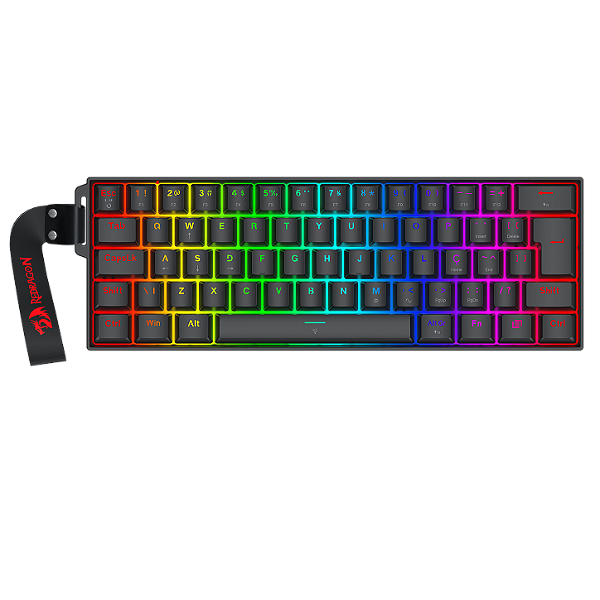 Teclado Magnético Redragon Fizz Magnetic+ 60% Preto RGB Switch AmberMag Linear ABNT2 8000 Hz com Alça Decorativa Ponto d