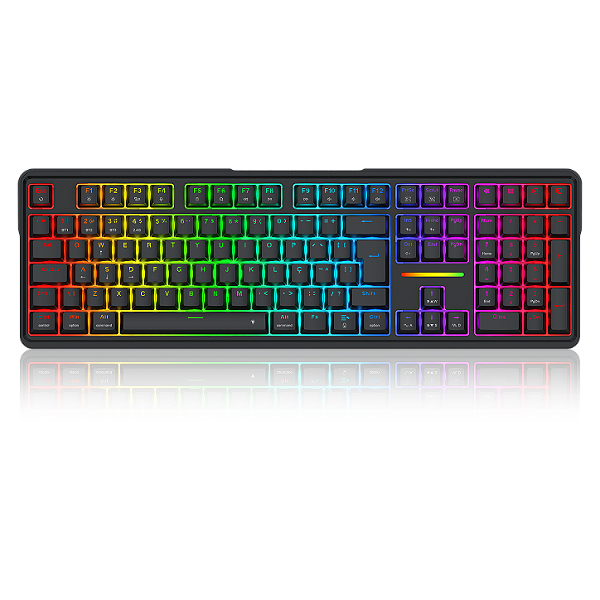 Teclado Mecânico Gamer Redragon Antonium Pro RGB Preto Full Size ABNT2 Switch Manbo Hotswap Keycaps Doubleshot ABS Gaske