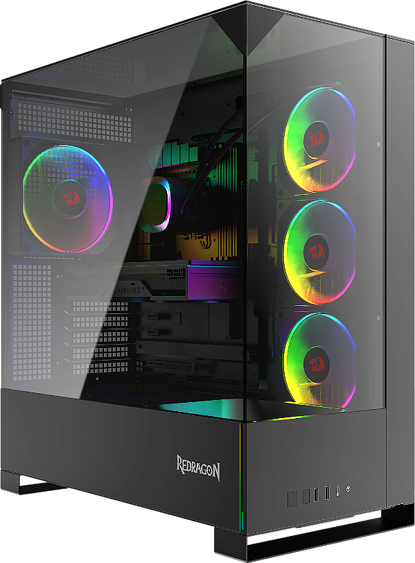 Gabinete Gamer Redragon Darkline CA-621 Preto ARGB Mid Tower Triplo Vidro Temperado USB-C