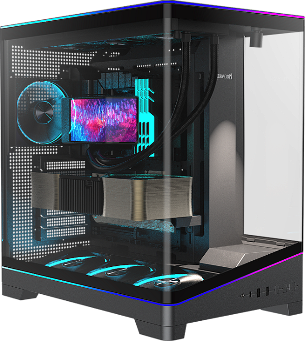 Gabinete Gamer Redragon View CA-622B Preto ARGB Mid Tower Vidro Temperado Curvo USB-C