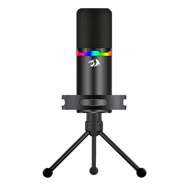 Microfone Gamer Redragon Solara GM307 RGB USB-C e XLR Dinâmico com Braço Articulado e Shock Mount