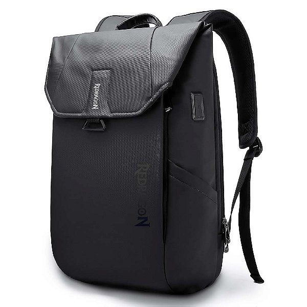 Mochila Redragon GB-113 Preta Capacidade até 26 Litros Filme 900D com Bolso para Notebooks até 15.6" Portas de Carregamento USB Tipo-C e USB Tipo-A Abertura Superior