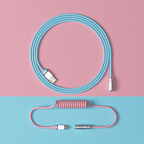 Cabo para Teclado Enrolado Aviator Akko Sakura USB-A e USB-C