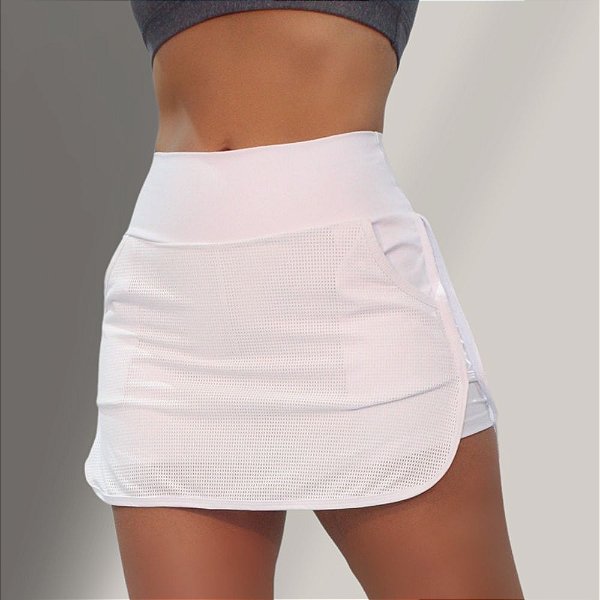 Shorts Saia Fitness Feminino com Tela em DryFit Poliamida com tecnologia UV50+