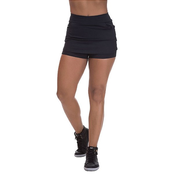Shorts Saia Poliamida com Bolso Preto