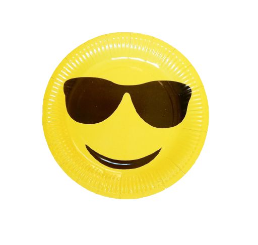 Prato de Papel Emoji - Óculos Escuro - 10 Unds