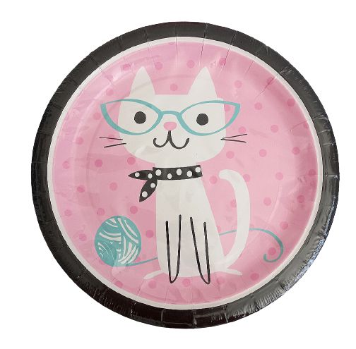 Prato de Papel Descartável Gatinha - 18cm