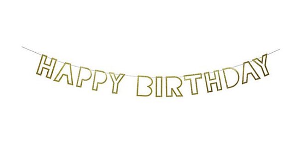 Varal Decorativo -  Happy Birthday - Dourado Vazado - Und