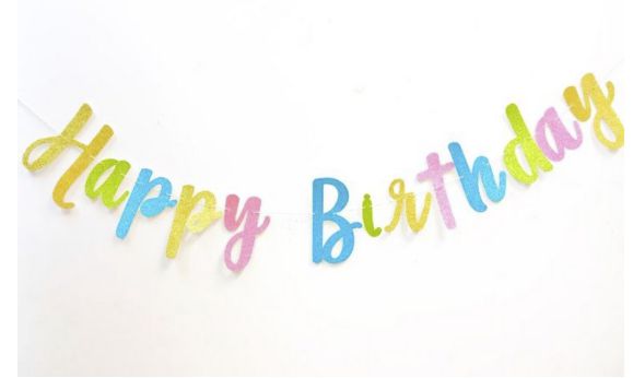 Varal Decorativo - Happy Birthday - Colorido c/ Glitter - Und