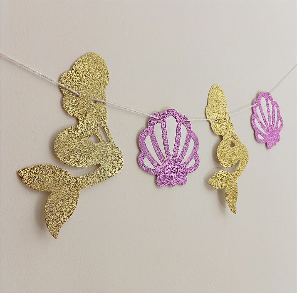 Varal Decorativo - Mermaid - Rosa com Dourado - Und