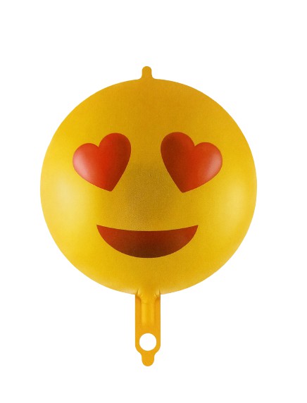Balão de Foil - Emoji - Carinha Sorridente com Coração nos Olhos - 1 und