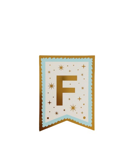 Bandeirola de Papel - Feliz Aniversário - Azul com Dourado - Und