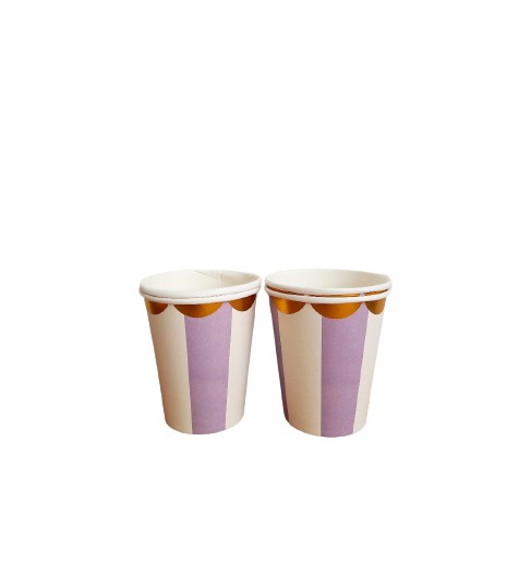 Copo de Papel - Lilás com Borda Dourada  - 10 unds
