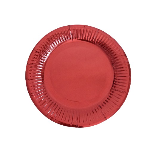 Prato de Papel Vermelho Cintilante - 10 unds