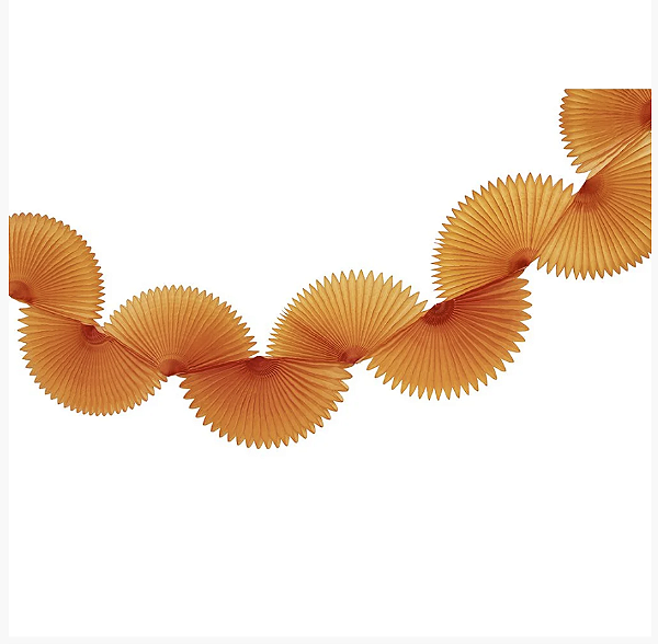 Varal Decorativo Leque de Papel Seda - Laranja Elétrico - Und