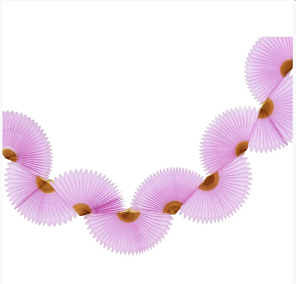 Varal Decorativo Leque de Papel Seda - Rosa e Laranja - Und