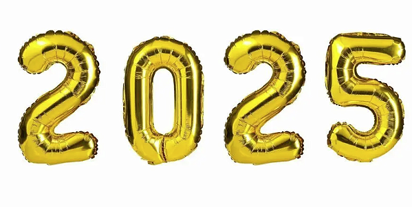 Kit de Balões Metalizados 2025 – Decoração de Ano Novo / Réveillon Prateado e Dourado – 4 Peças (40cm)