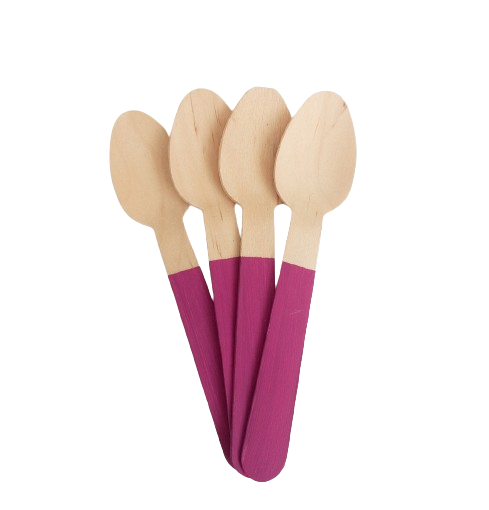 Colher de Madeira Rosa Magenta -10 unds