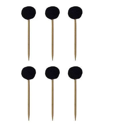 Topos para Doces/Cupcakes/Salgados - PomPom Preto - 6 Unds