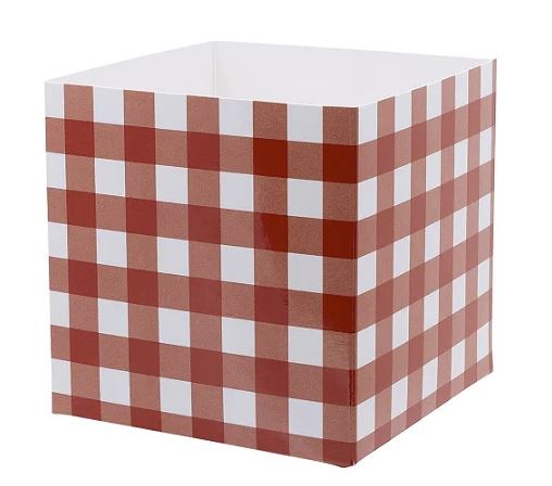 Caixote de Papel - Floral Xadrez Vermelho - Und