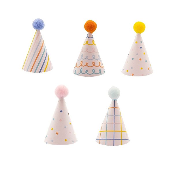 Mini Chapeuzinhos Decorativos - Parabéns/Feliz Aniversário - 10 Unds