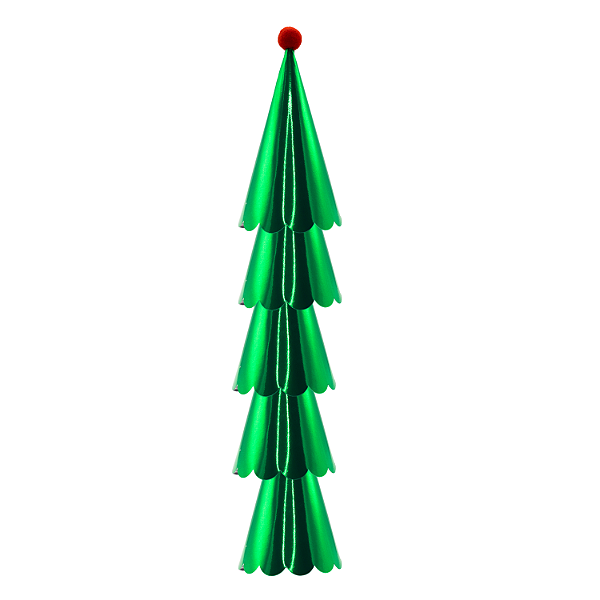 Chapéu de Aniversário Laminado Verde com Pompom Vermelho – 5 Unidades