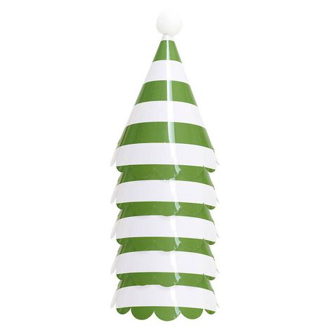 Chapéu de Aniversário com Pompom – Listra Verde Oliva | Kit 5 Unidades para Festa Infantil e Decoração de Aniversário