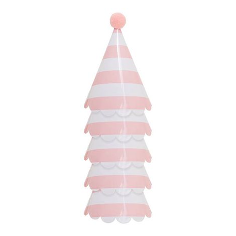 Chapéu de Aniversário com Pompom – Listra Rosa | Kit 5 Unidades para Festa Infantil e Decoração de Aniversário