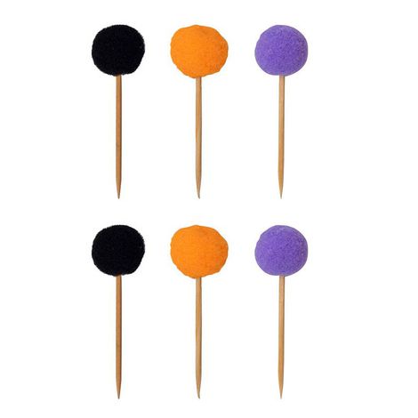 Topos para Doces, Cupcakes e Salgados com PomPom - Halloween – 6 Unidades