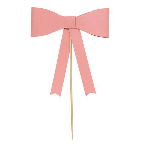 Topo de Bolo Laço Rosa Flamingo para Festa e Aniversário - Und