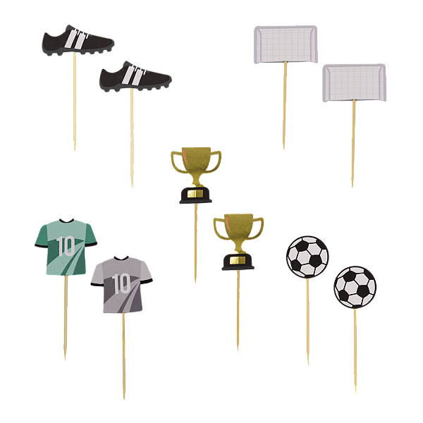 Toppers de Doces, Cupcakes e Lanches Tema Futebol/Gool – 10 Unidades para Decoração de Festa Infantil