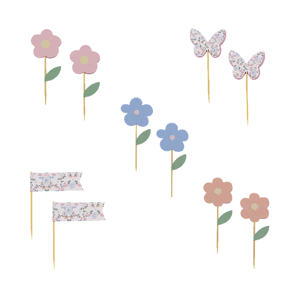 Toppers para Doces Floral Liberty – 10 Unidades | Enfeite para Cupcakes, Lanches e Sobremesas