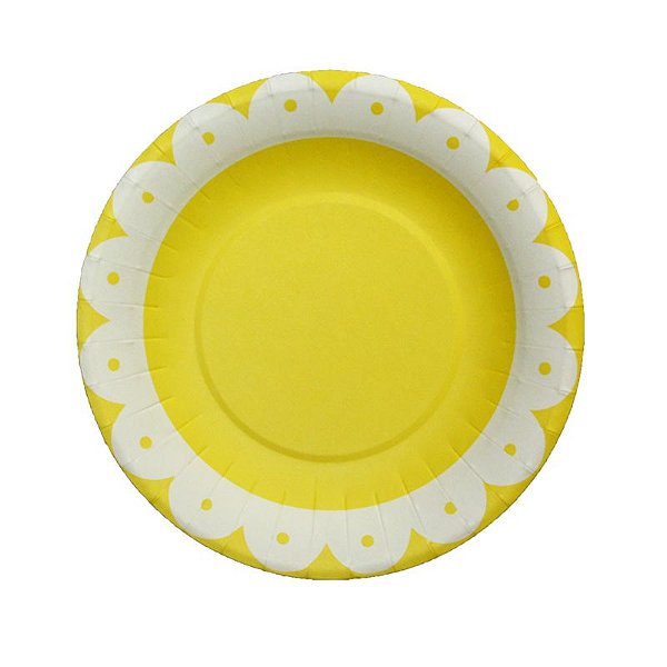 Prato de Papel Onda Amarelo 20cm - 8 unds