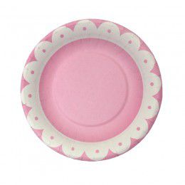 Prato de Papel Onda Rosa 20cm - 1 und