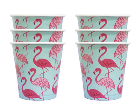 Copo de Papel Flamingo Fundo Tifanny 8 unds