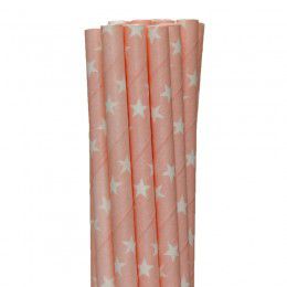 Canudo de Papel Estrela Rosa Seco - 20 unds