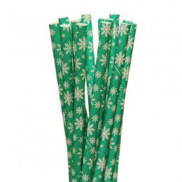 Canudo de Papel Floco de Neve Verde - 20 Unds