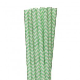 Canudo de Papel Chevron Verde Claro- 20 Unds