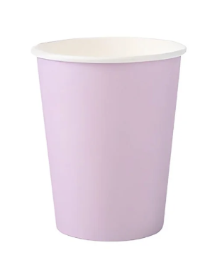 Copo Descartável de Papel Lilás Candy 270ml – Festa Infantil e Adulto | 8 Unidades