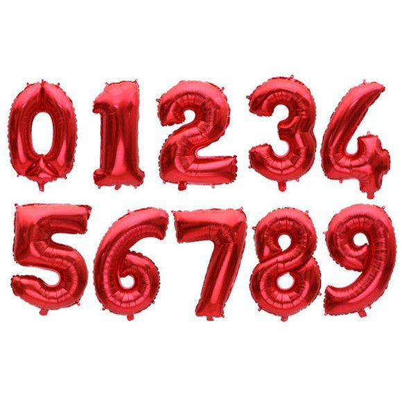 Balão de Foil Numeral Vermelho - Escolha o Número entre 0 a 9